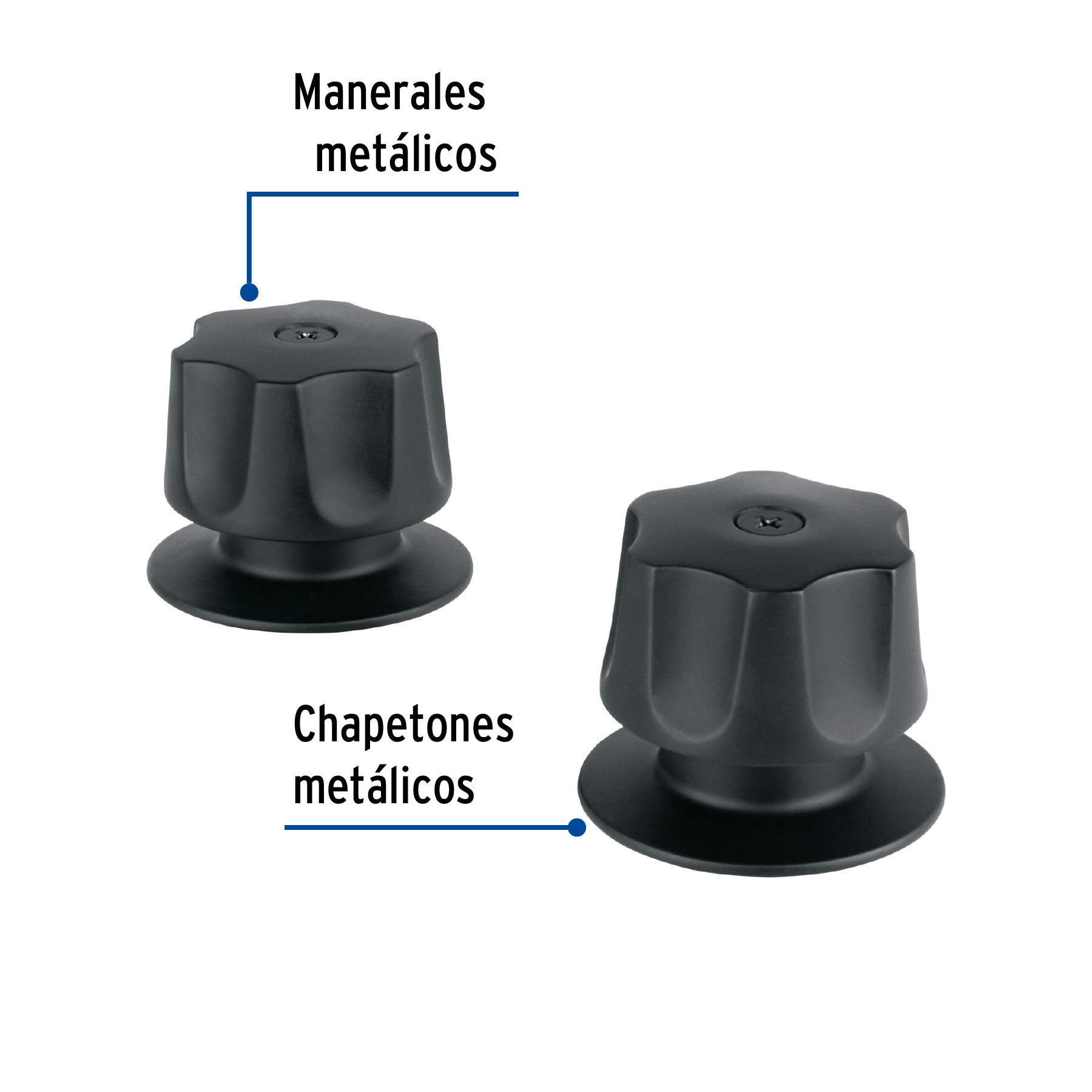 Juego de 2 Manerales Queen Grande con Chapeton Foset Basic Negro Mate