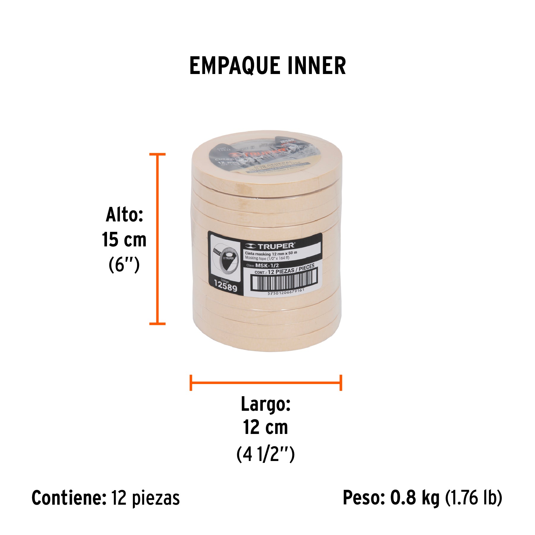 Masking Tape Uso General TRUPER 12 mm X 50 mts