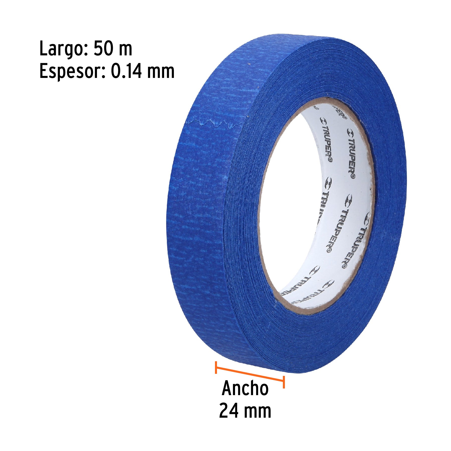Masking Tape Color Azul Truper 24 mm X 50 mts
