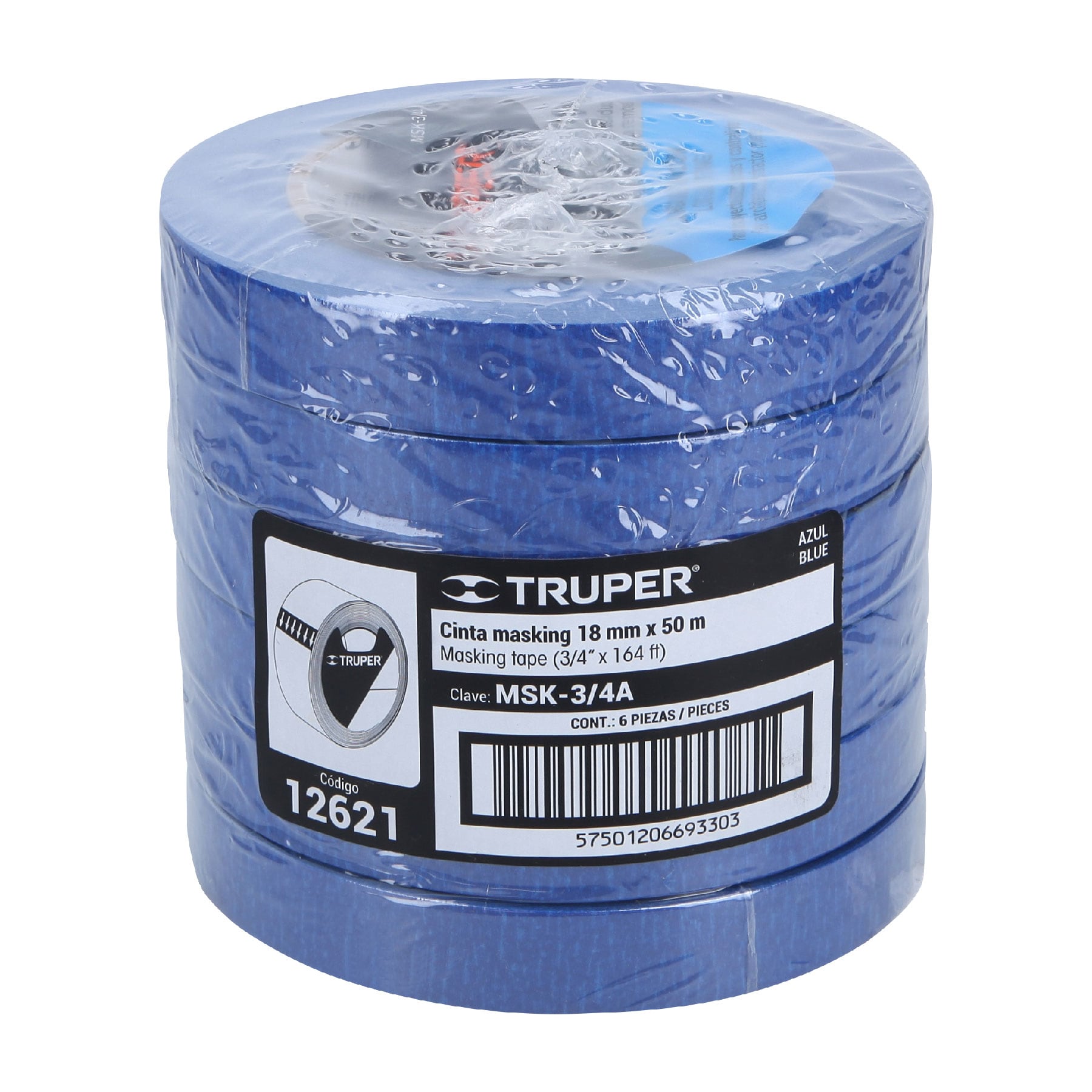 Masking Tape Color Azul Truper 18 mm X 50 mts