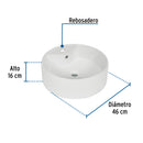 Lavabo de Porcelana de Sobreponer Redondo Blanco FOSET