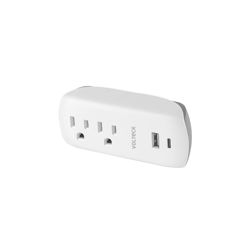 Multicontacto Pared 2 Contactos 2 USB A + C 16 Volteck