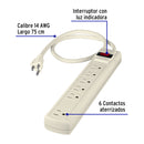 Multicontacto Barra 6 Entradas 14 AWG Supresor de Picos 450 Joules Volteck Blanco