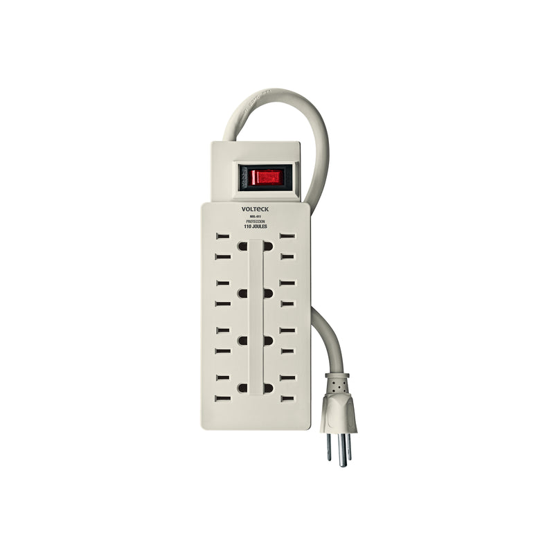 Multicontacto Barra 8 Entradas 14 AWG Supresor de Picos 110 Joules Volteck Blanco