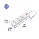 Multicontacto 8 Entradas 2 USB A + 2 USB C Supresor de Picos 1,800 Joules Volteck Blanco