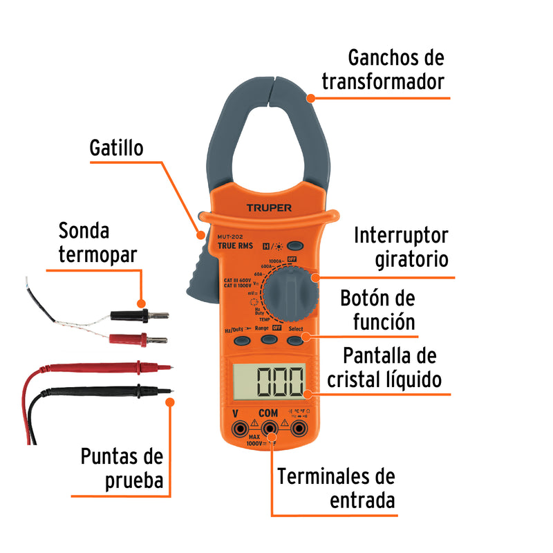 Multimetro Digital con Gancho para Mantenimiento Industrial Truper