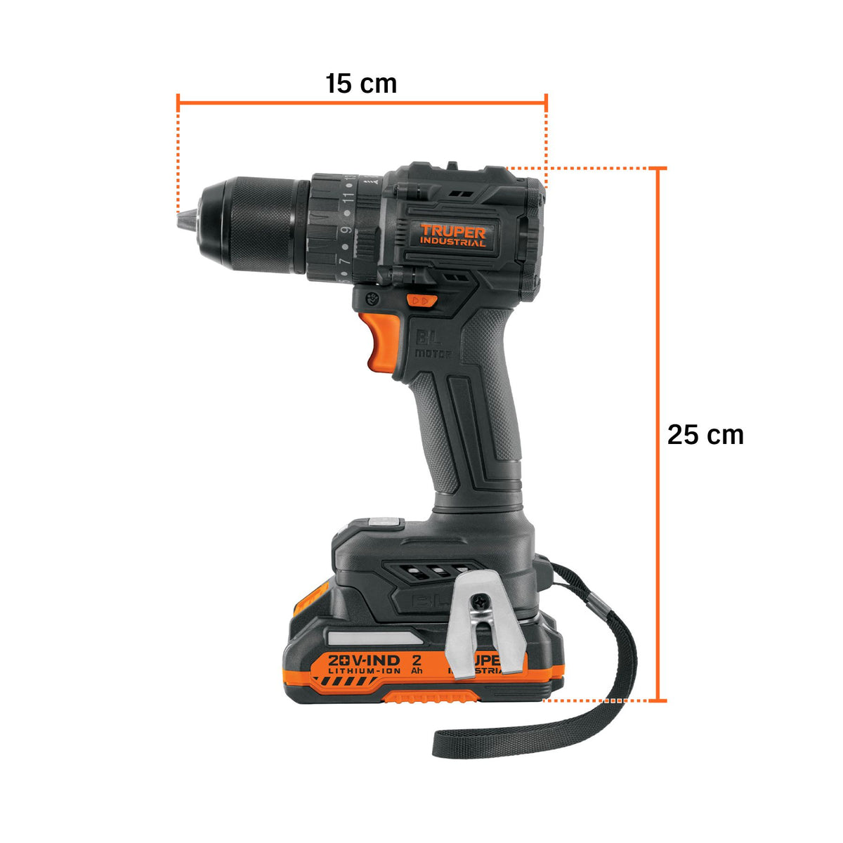 Rotomartillo Inalambrico 20 Volts 1/2"  70Nm 1 Bateria 2Ah TRUPER INDUSTRIAL