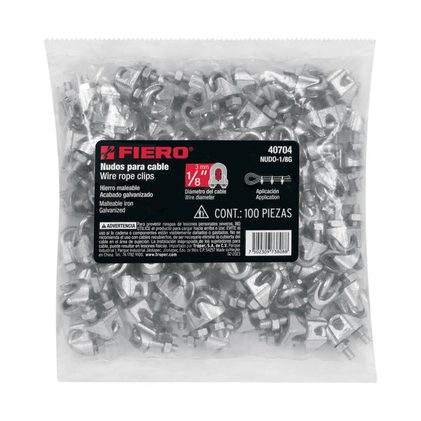 Nudos (Perros) para Cable Fiero 1/8" (3 mm) Bolsa 100 Piezas