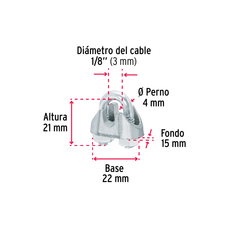 Nudos (Perros) para Cable Fiero 1/8" (3 mm)