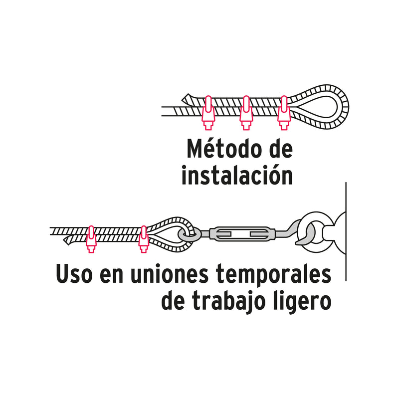 Nudos (Perros) para Cable Fiero 1/8" (3 mm) Bolsa 100 Piezas