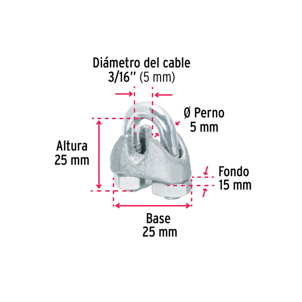Nudos (Perros) para Cable Fiero 3/16" (5 mm) por Pieza