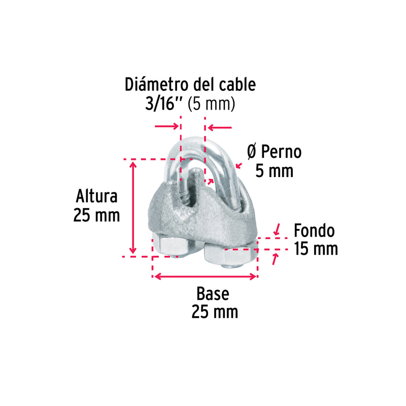 Nudos (Perros) para Cable Fiero 3/16" (5 mm)