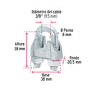 Nudos (Perros) para Cable Fiero 3/8" (9.5 mm) Bolsa 20 Piezas