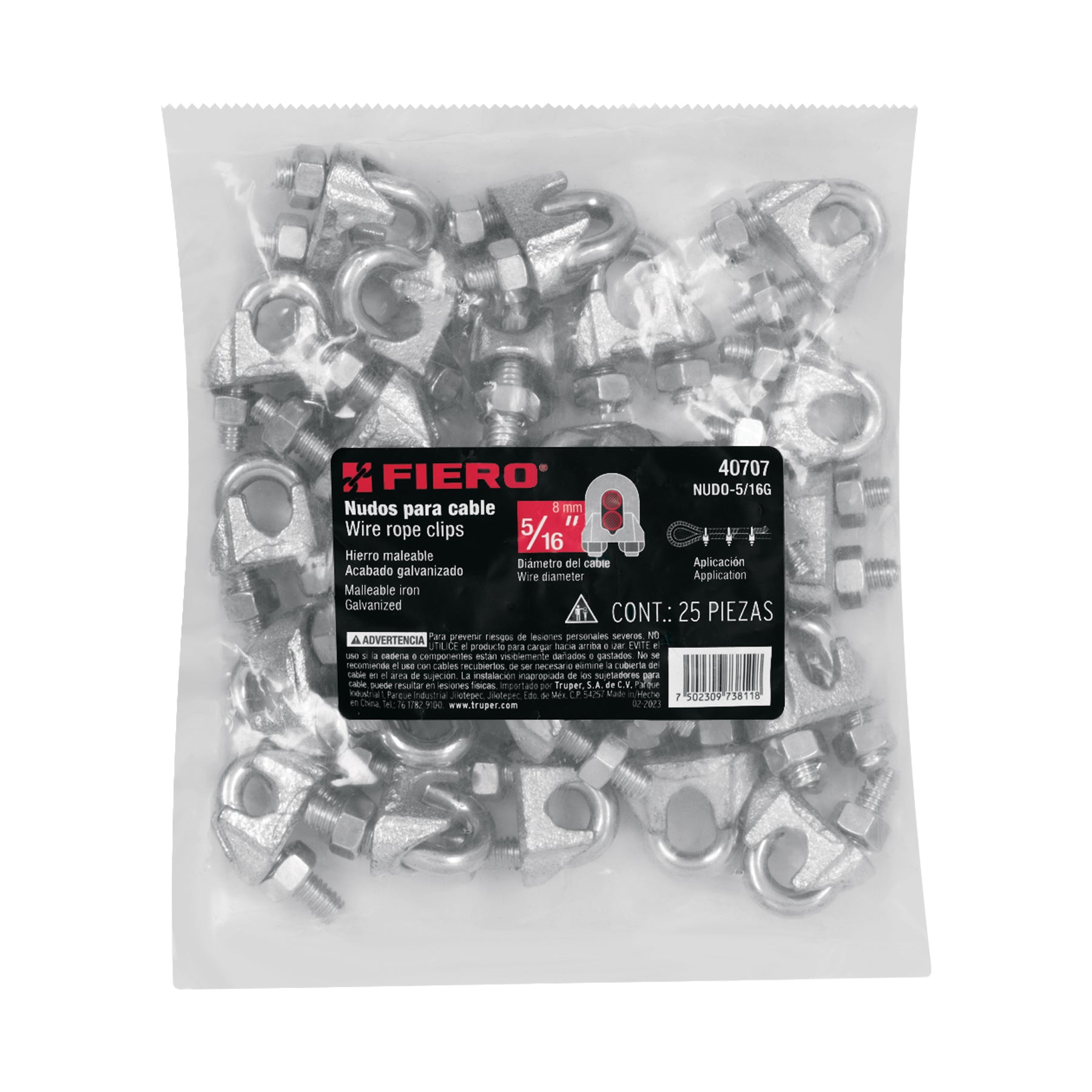 Nudos (Perros) para Cable Fiero 5/16" (8 mm) Bolsa 25 Piezas