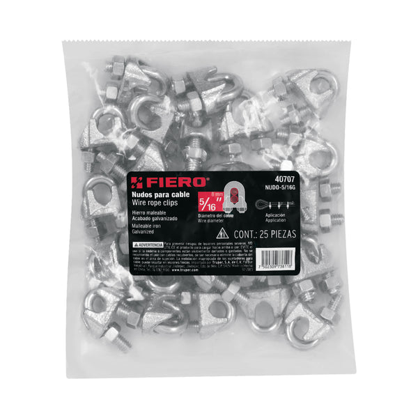 Nudos (Perros) para Cable Fiero 5/16" (8 mm) Bolsa 25 Piezas
