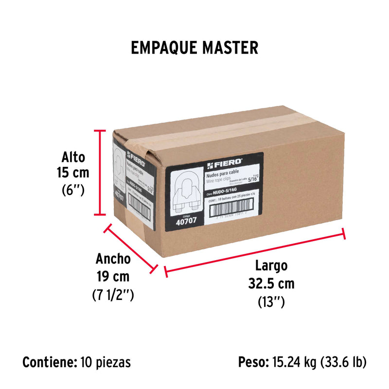 Nudos (Perros) para Cable Fiero 5/16" (8 mm) Bolsa 25 Piezas