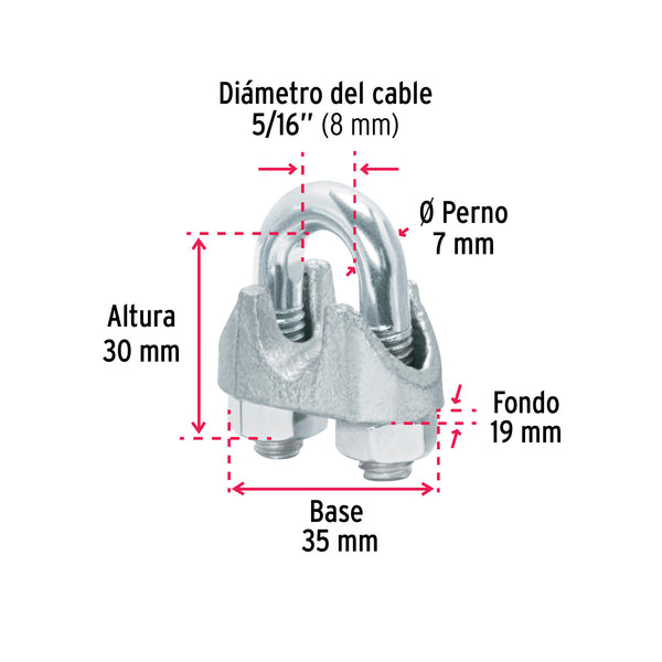 Nudos (Perros) para Cable Fiero 5/16" (8 mm) por Pieza
