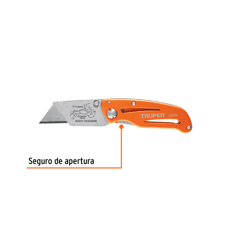 Navaja Abatible 6" Cuerpo de Aluminio y Acero Inoxidable Truper