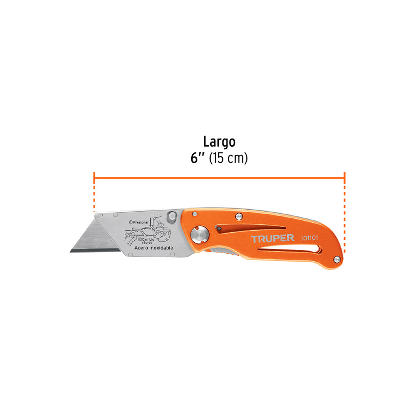 Navaja Abatible 6" Cuerpo de Aluminio y Acero Inoxidable Truper