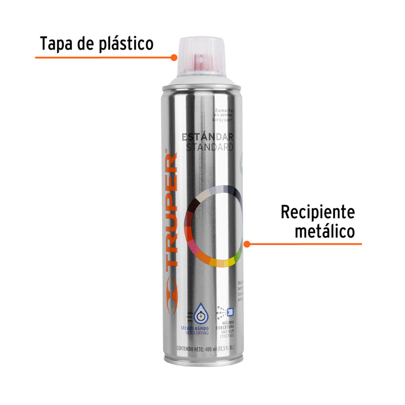 Pintura en Aerosol Bote Esbelto 400 ml Truper Blanco Brillante