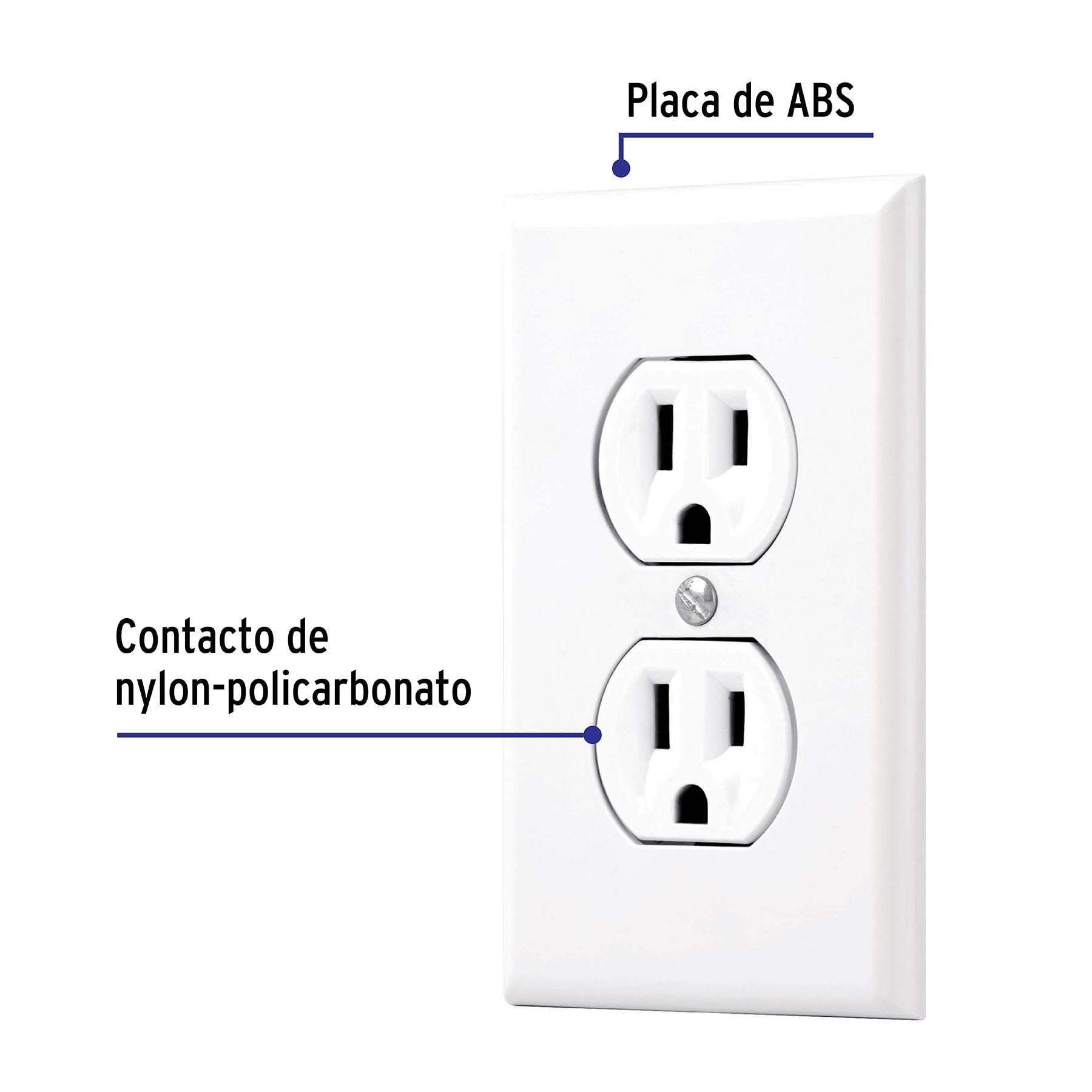 Placa Armada Contacto Duplex 2P + T Linea Standard 15 A Blanco Volteck