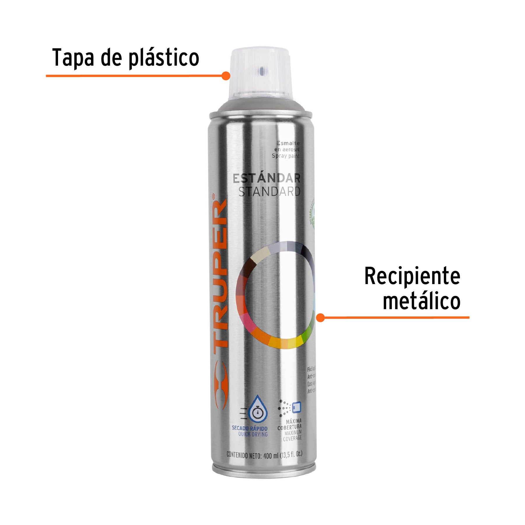 Pintura en Aerosol Bote Esbelto 400 ml Truper Gris Claro