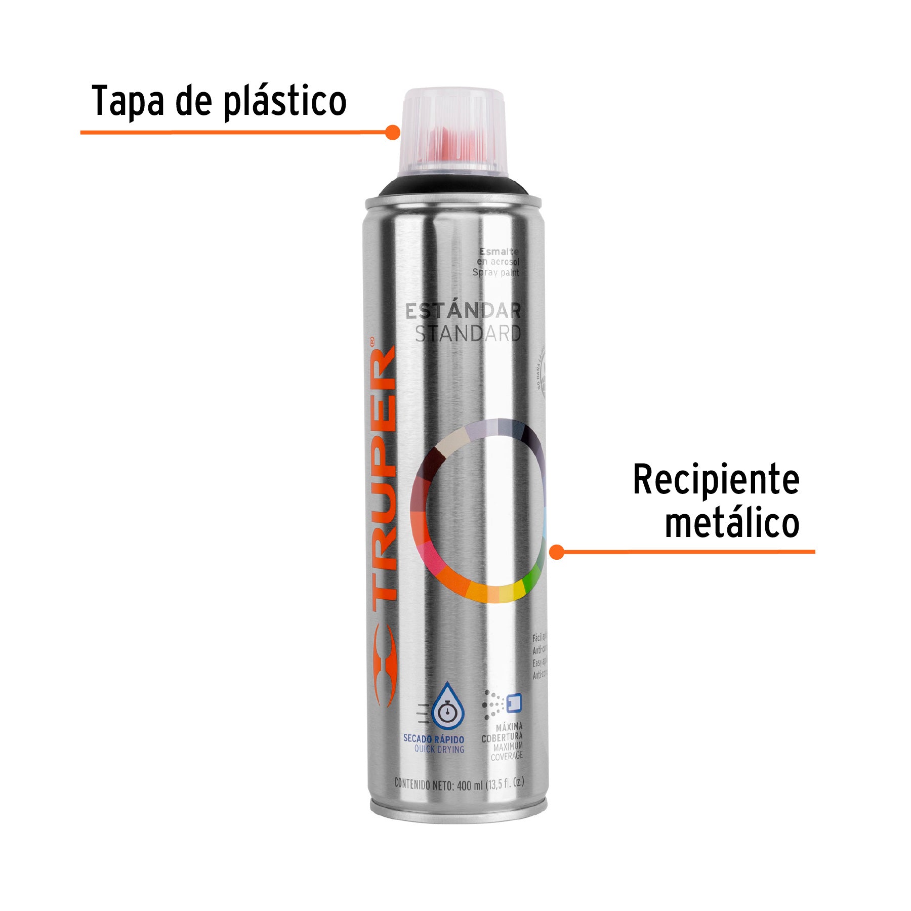 Pintura en Aerosol Bote Esbelto 400 ml Truper Negro Satin