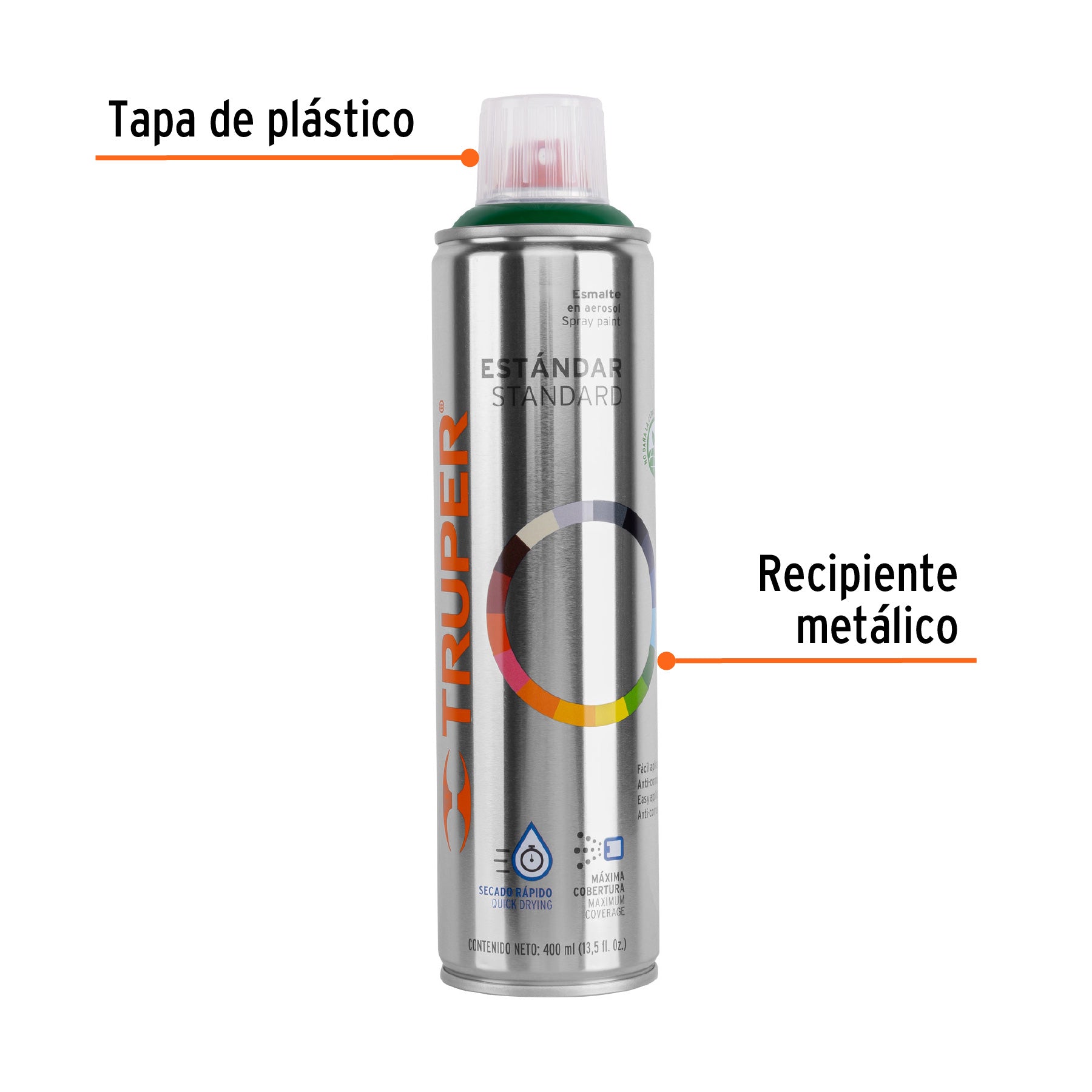 Pintura en Aerosol Bote Esbelto 400 ml Truper Verde Hoja