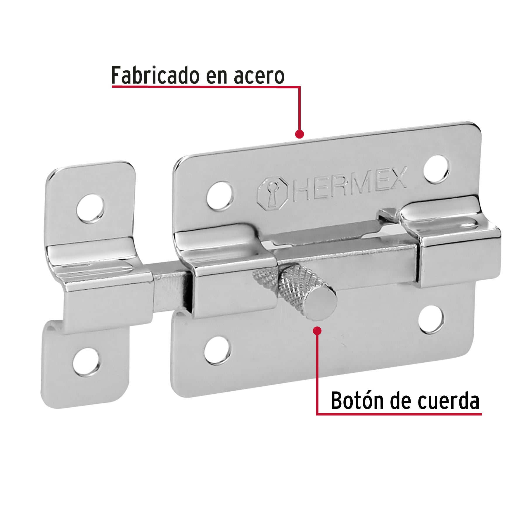 Pasador de Barra Plana Cromado Hermex 2"