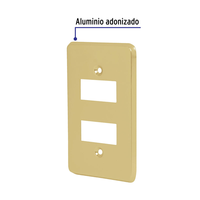 Placa 2 Modulos Dorada Linea Economica Volteck