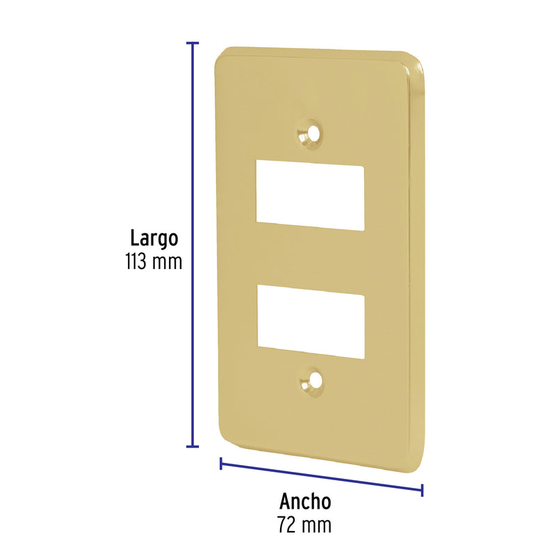 Placa 2 Modulos Dorada Linea Economica Volteck