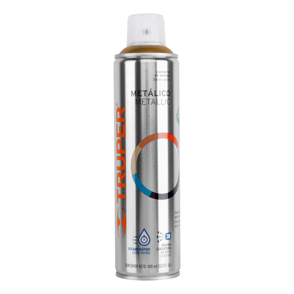 Pintura en Aerosol Bote Esbelto 400 ml Truper Oro Metalico