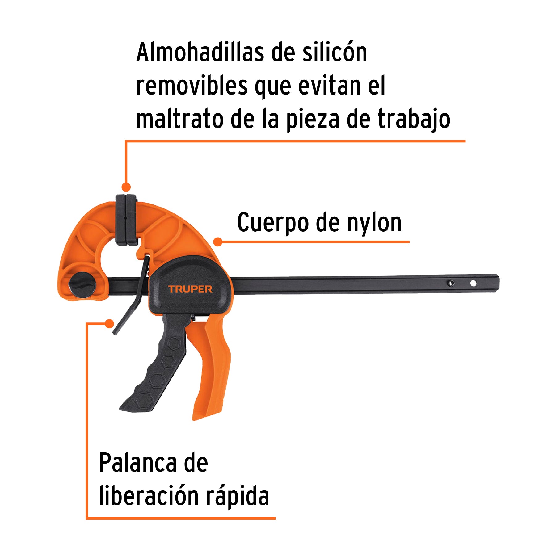 Prensa de Ajuste Rapido Cuerpo de Nylon TRUPER  6"