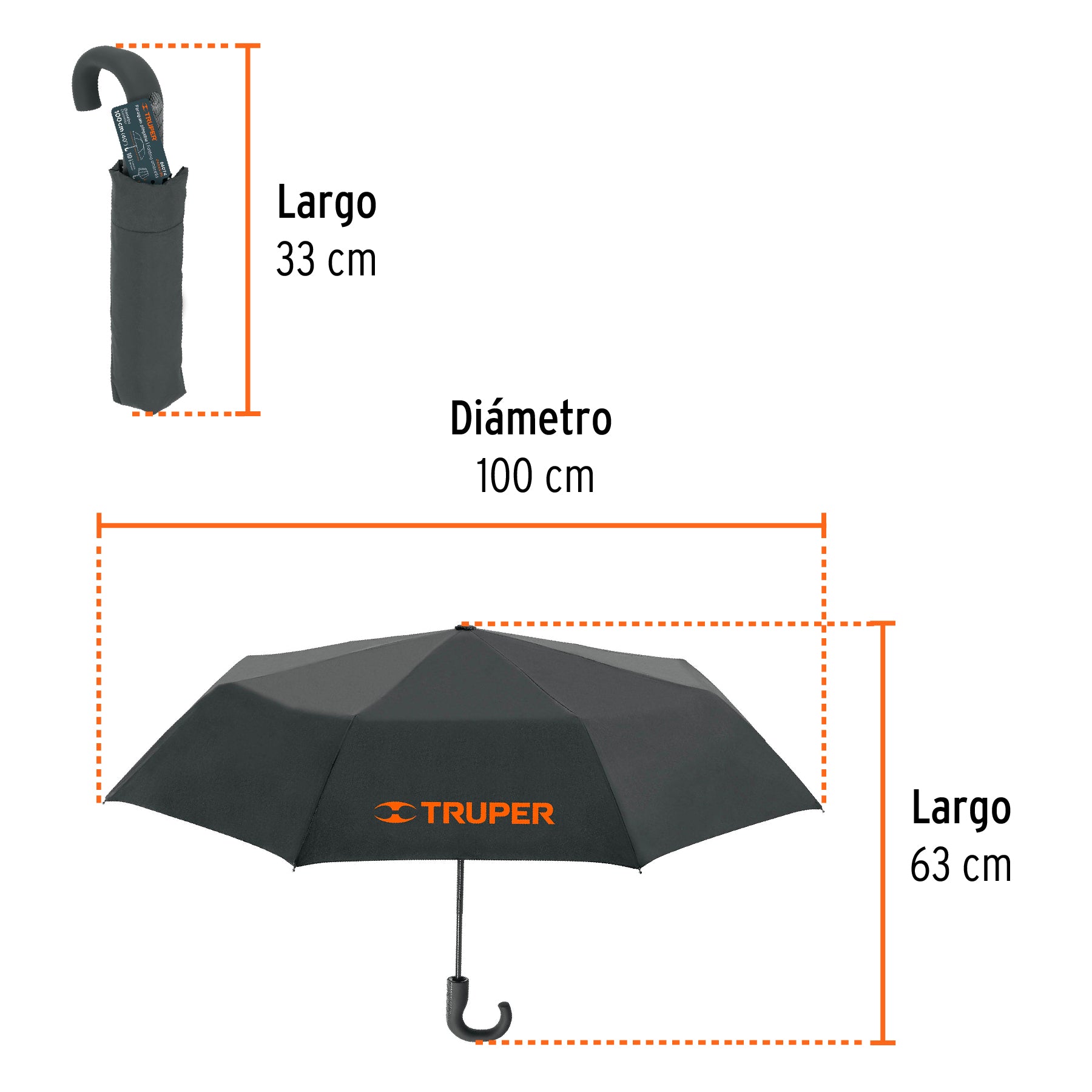 Paraguas compacto de 100 cm TRUPER
