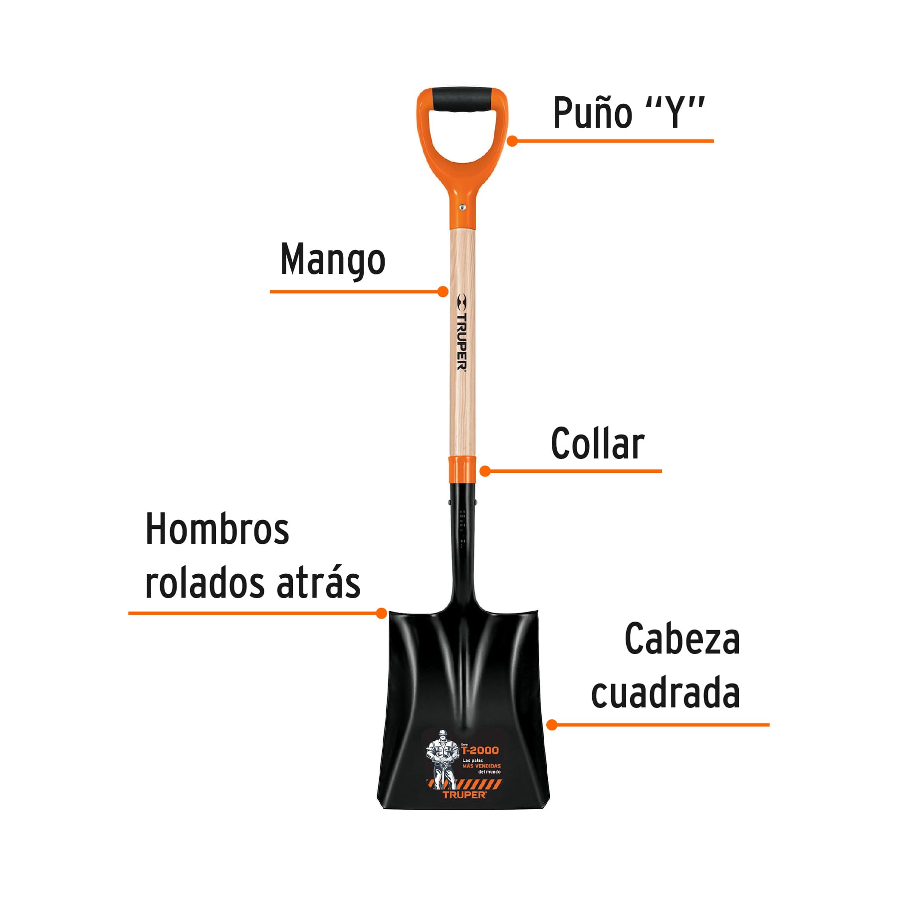 Pala Cuadrada Puño "Y" T-2000 Truper
