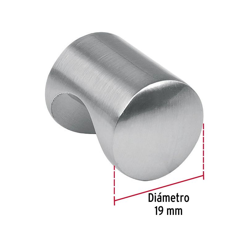 Perilla Metalica Linea "Cilindro" Niquel Satinado Hermex
