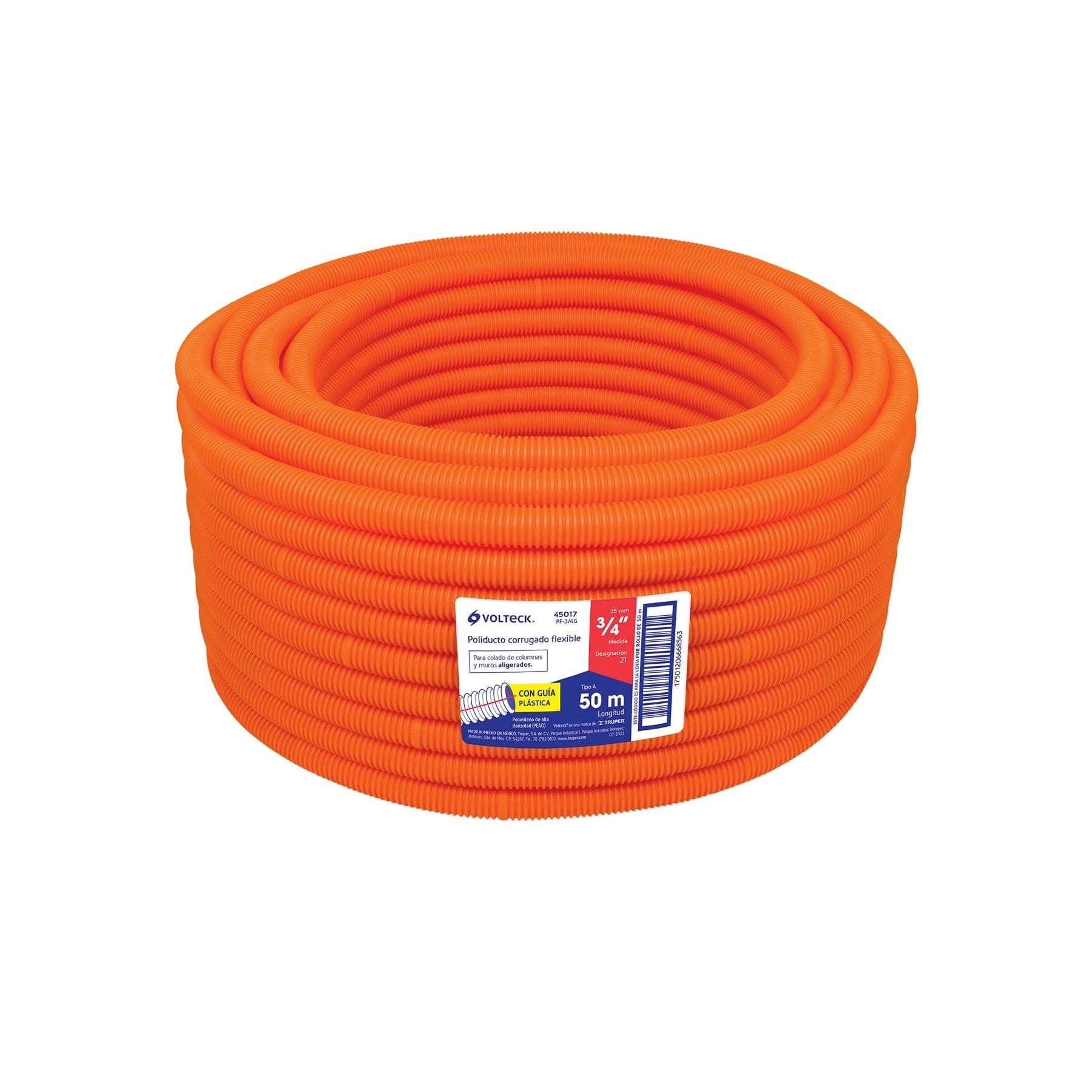 Poliducto Flexible Con Guia 3/4" Volteck Rollo 50 Metros
