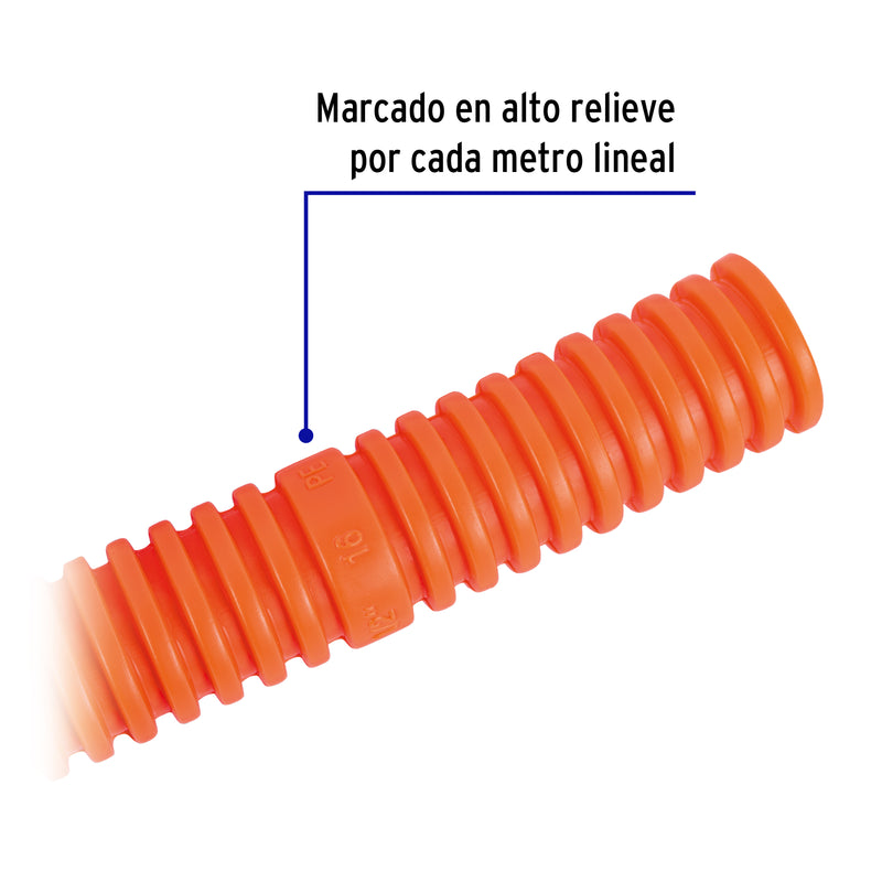 Poliducto Flexible Sin Guia Volteck 3/4" (19 mm) Rollo 50 Metros