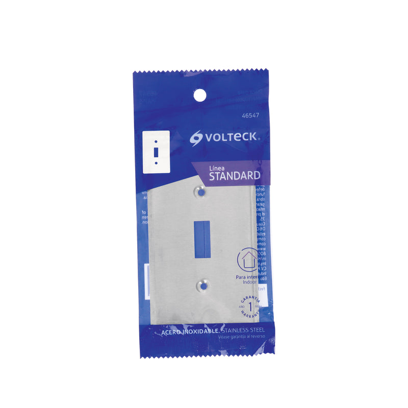 Placa para Interruptor Vertical de Acero Inoxidable Linea Standard Volteck