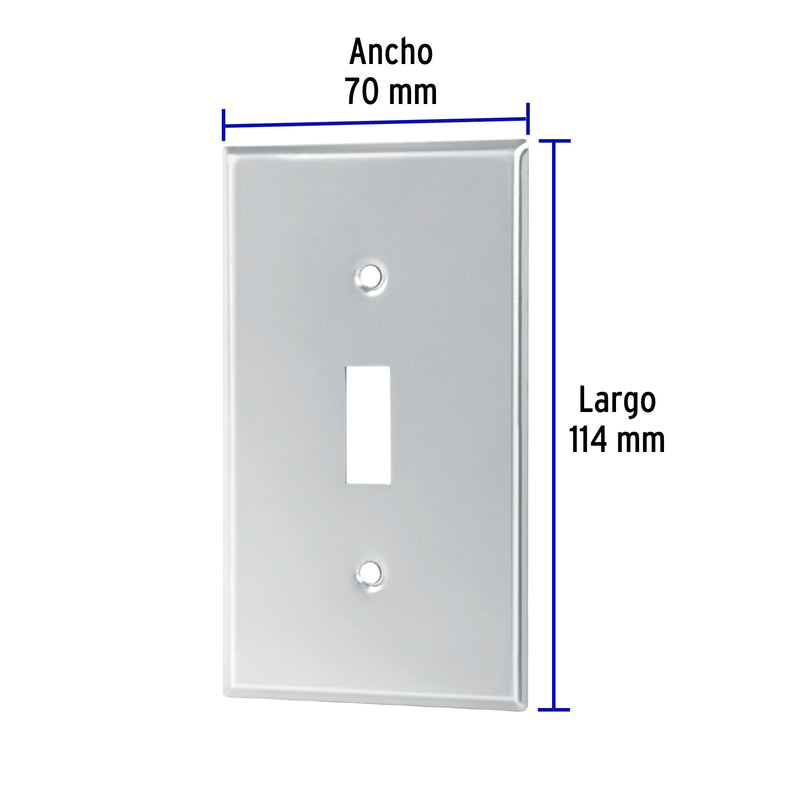 Placa para Interruptor Vertical de Acero Inoxidable Linea Standard Volteck