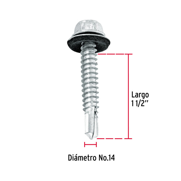 Pija Punta de Broca Hexagonal con Rondana No 14 x 1"1/2 (38 mm) Fiero por Pieza