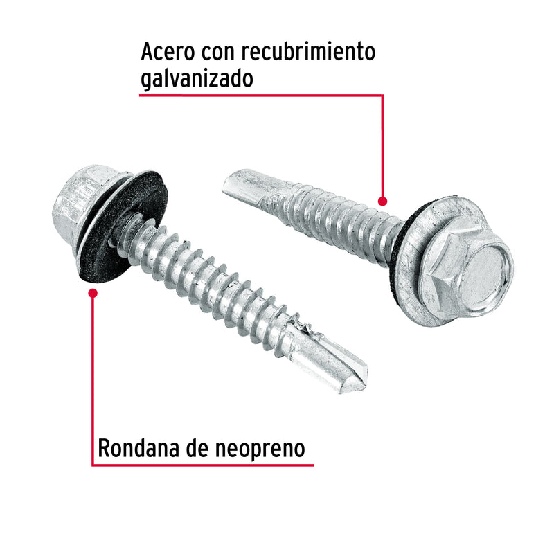 Pija Punta de Broca Hexagonal con Rondana No 14 x 1"1/2 (38 mm) Fiero por Pieza