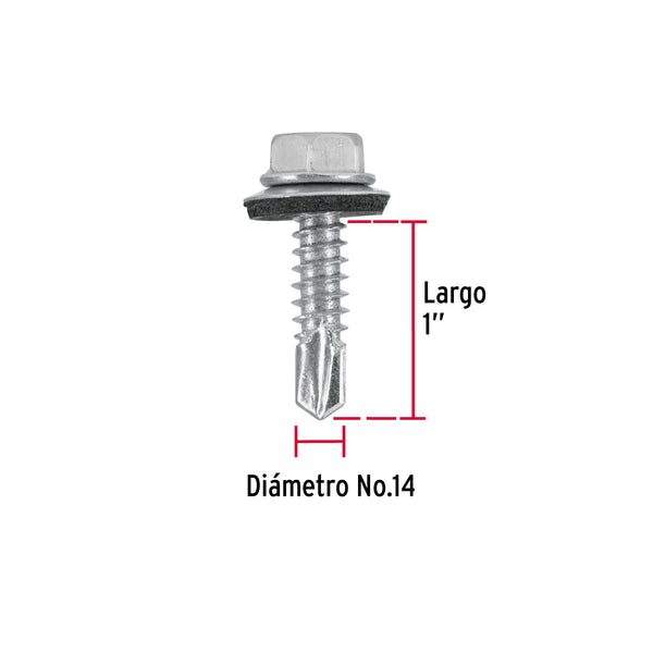 Pija Punta de Broca Hexagonal con Rondana No 14 x 1" (25 mm) Fiero por Pieza