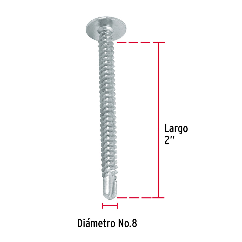 Pija Punta de Broca No 8 x 2" (50 mm) Fiero Bolsa con 100 Pijas