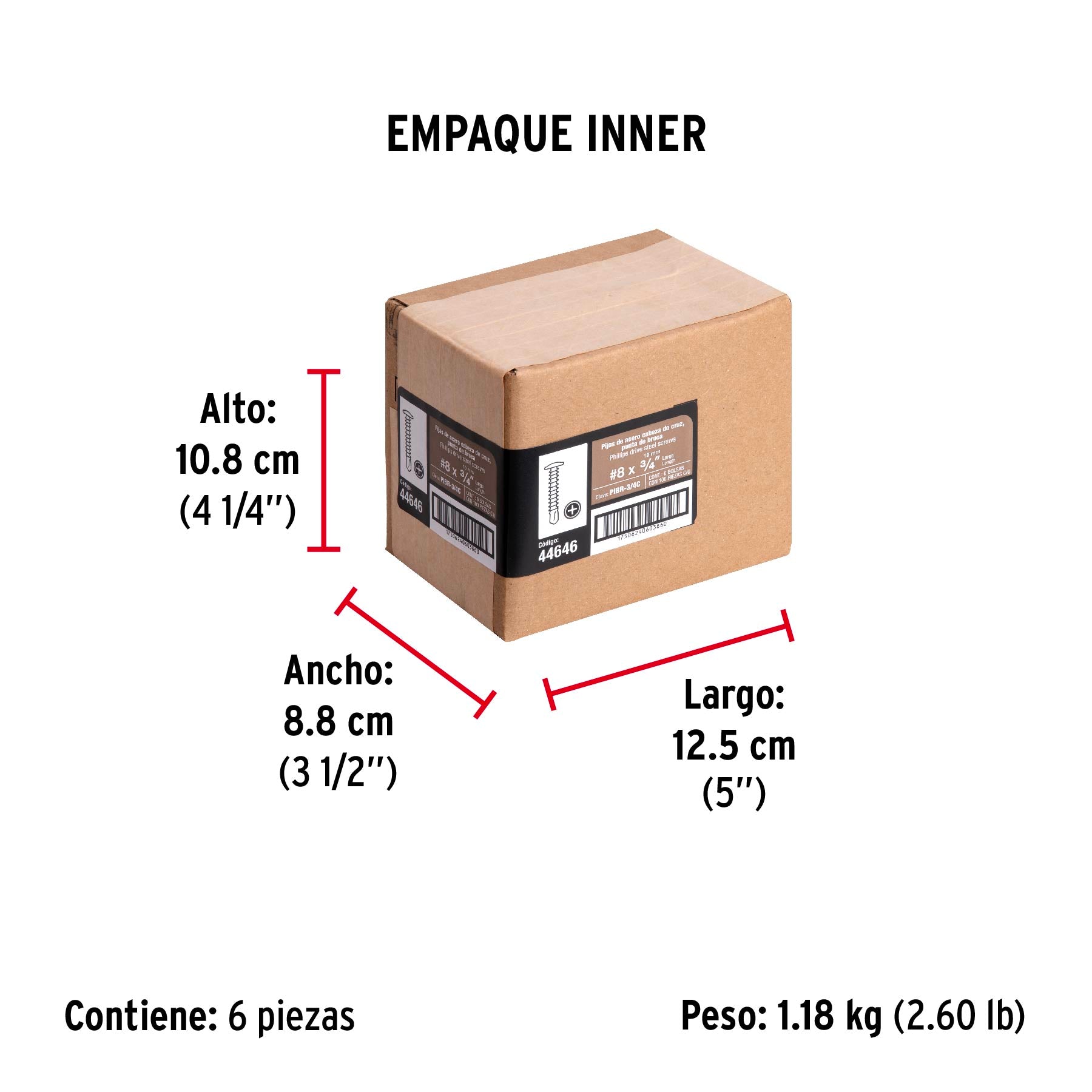 Pija Punta de Broca No 8 x  3/4" (19 mm) Fiero Bolsa con 100 Piezas