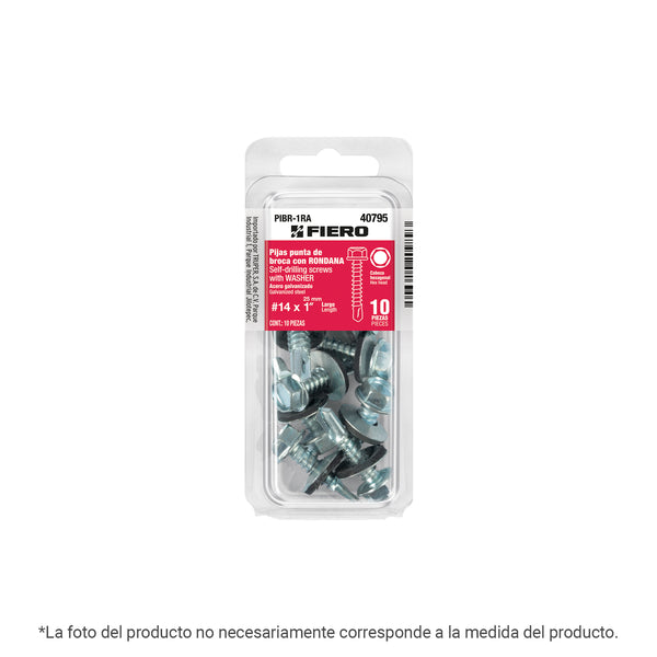 Pija Punta de Broca Hexagonal con Rondana No 14 x  3/4" (19 mm) Fiero Blister 12 Piezas