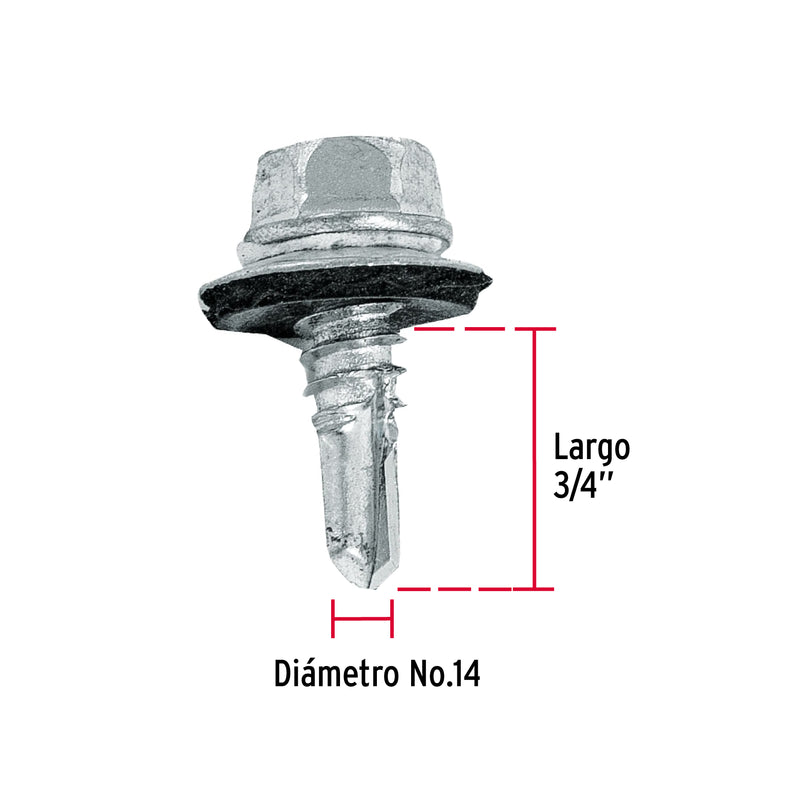 Pija Punta de Broca Hexagonal con Rondana No 14 x 3/4" (19 mm) Fiero por Pieza