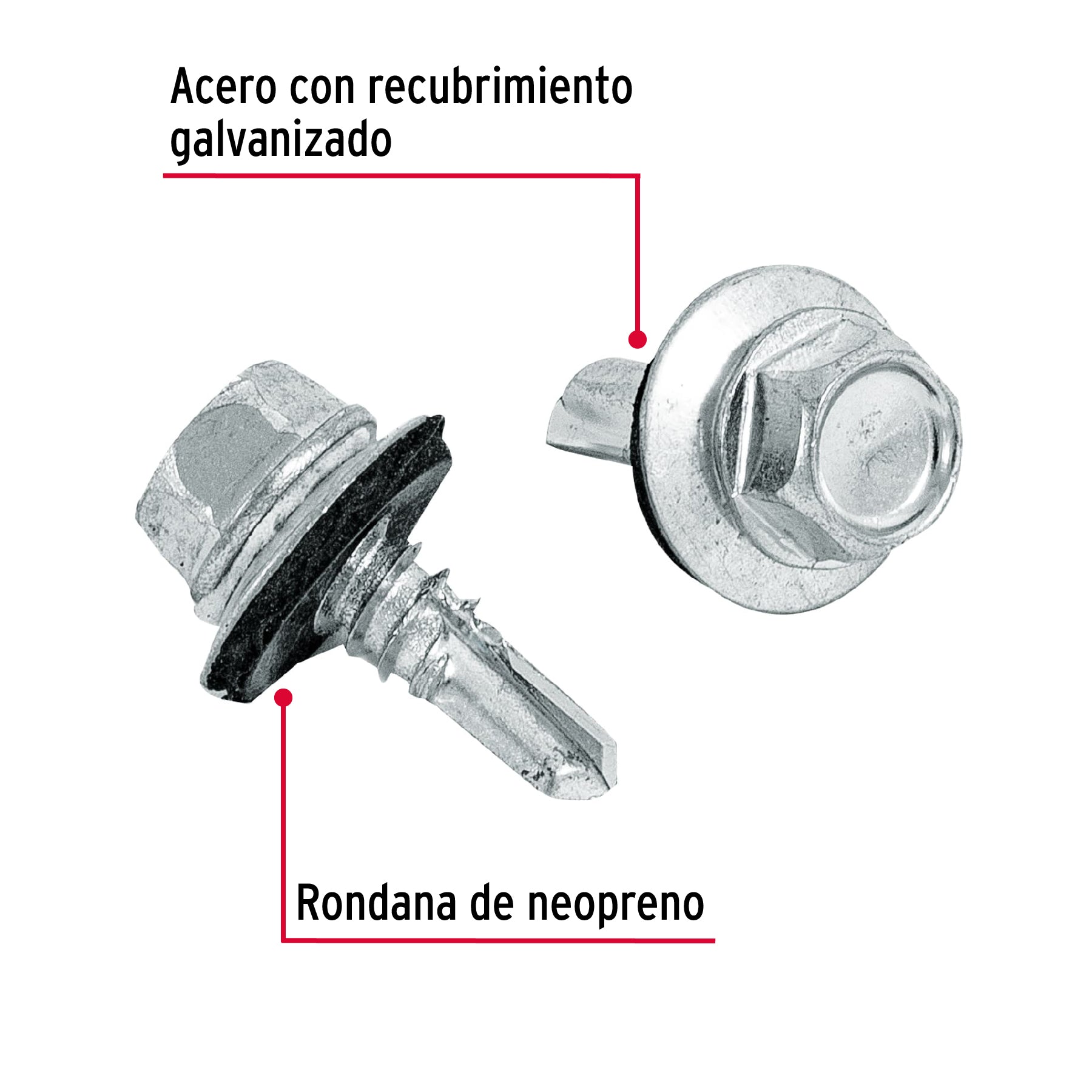 Pija Punta de Broca Hexagonal con Rondana No 14 x  3/4" (19 mm) Fiero por Pieza