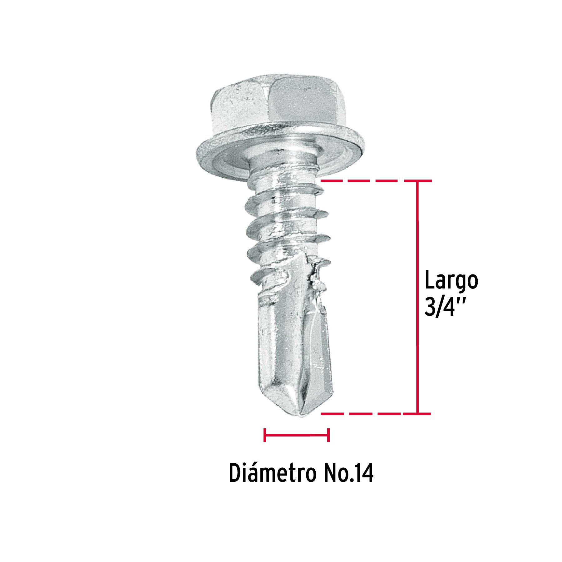 Pija Punta de Broca Hexagonal No 14 x  3/4" (19 mm) Fiero Bolsa 100 Piezas