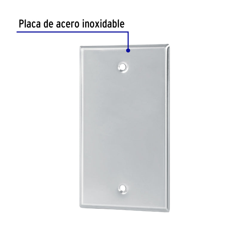 Placa Ciega de Acero Inoxidable Linea Standard Volteck